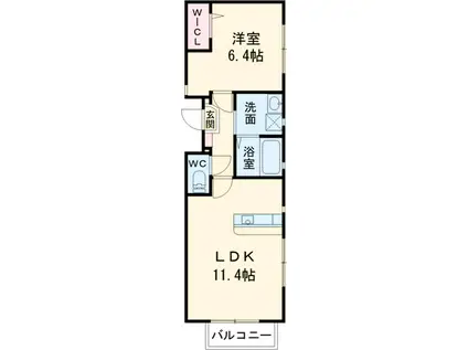 カリエンなめだ(1LDK/3階)の間取り写真
