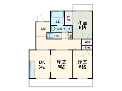 コートビレッジ山手 B(3DK/3階)の間取り写真