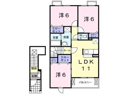 リザードA(3LDK/2階)の間取り写真