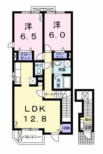 ソレイユⅤ(2LDK/2階)の間取り写真