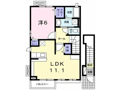 ポラリスⅢ(1LDK/2階)の間取り写真