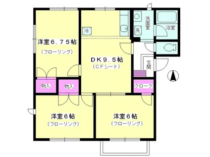 メゾンエリナC棟(3DK/1階)の間取り写真