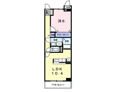 サニーブローテ住吉Ⅰ(1LDK/2階)の間取り写真