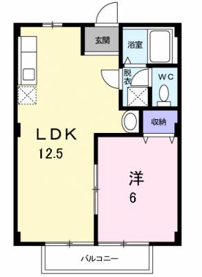 アドバンテージⅠ(1LDK/1階)の間取り写真