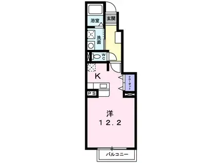 リヴェール(ワンルーム/1階)の間取り写真