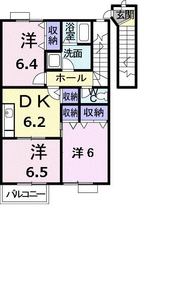 オーブリー高山A(3DK/2階)の間取り写真