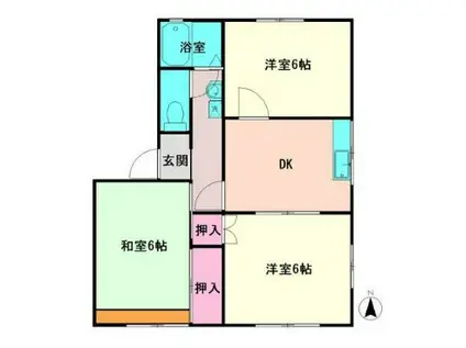 マルベリーハイム Ⅱ(3DK/2階)の間取り写真