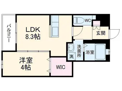 ルリオン助信(1LDK/1階)の間取り写真