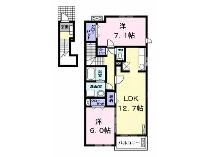 クラスペディアK Ⅰ(2LDK/2階)の間取り写真