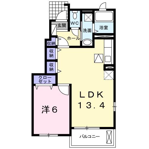 メゾン一刻Ⅰ(1LDK/1階)の間取り写真