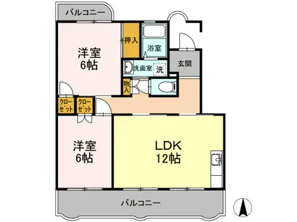 クレスト・マンション(2LDK/3階)の間取り写真