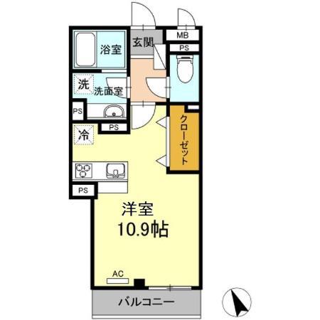 マモリエ(ワンルーム/4階)の間取り写真