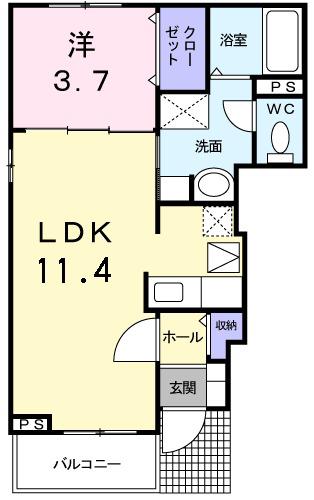 サニースクエアⅡ(1LDK/1階)の間取り写真