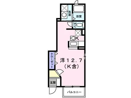 サンライズKⅡ(ワンルーム/1階)の間取り写真