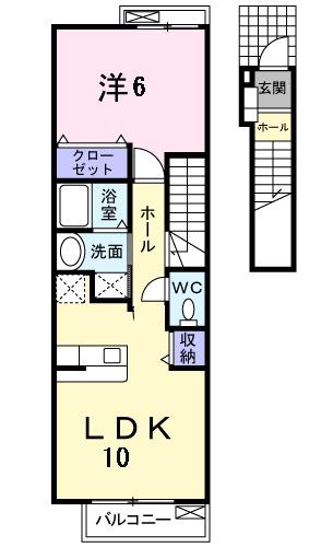 スリールダンジュⅡ(1LDK/2階)の間取り写真