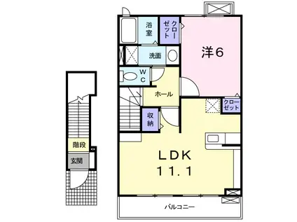 ヴィヴィッド・アヴェニ-ルⅡ(1LDK/2階)の間取り写真