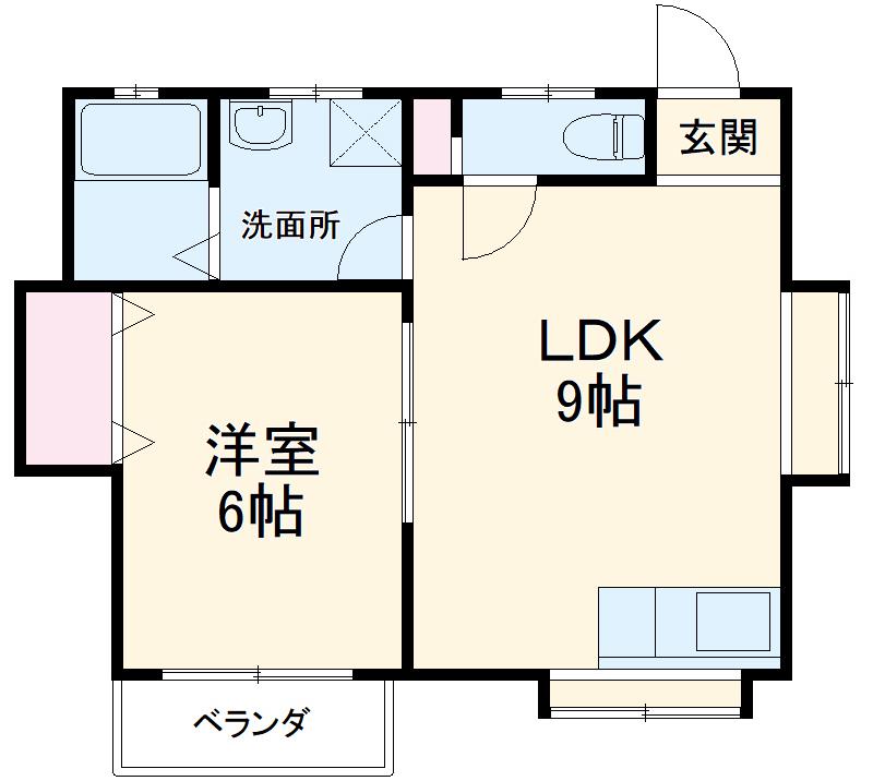 不動ハイツ(1LDK/1階)の間取り写真