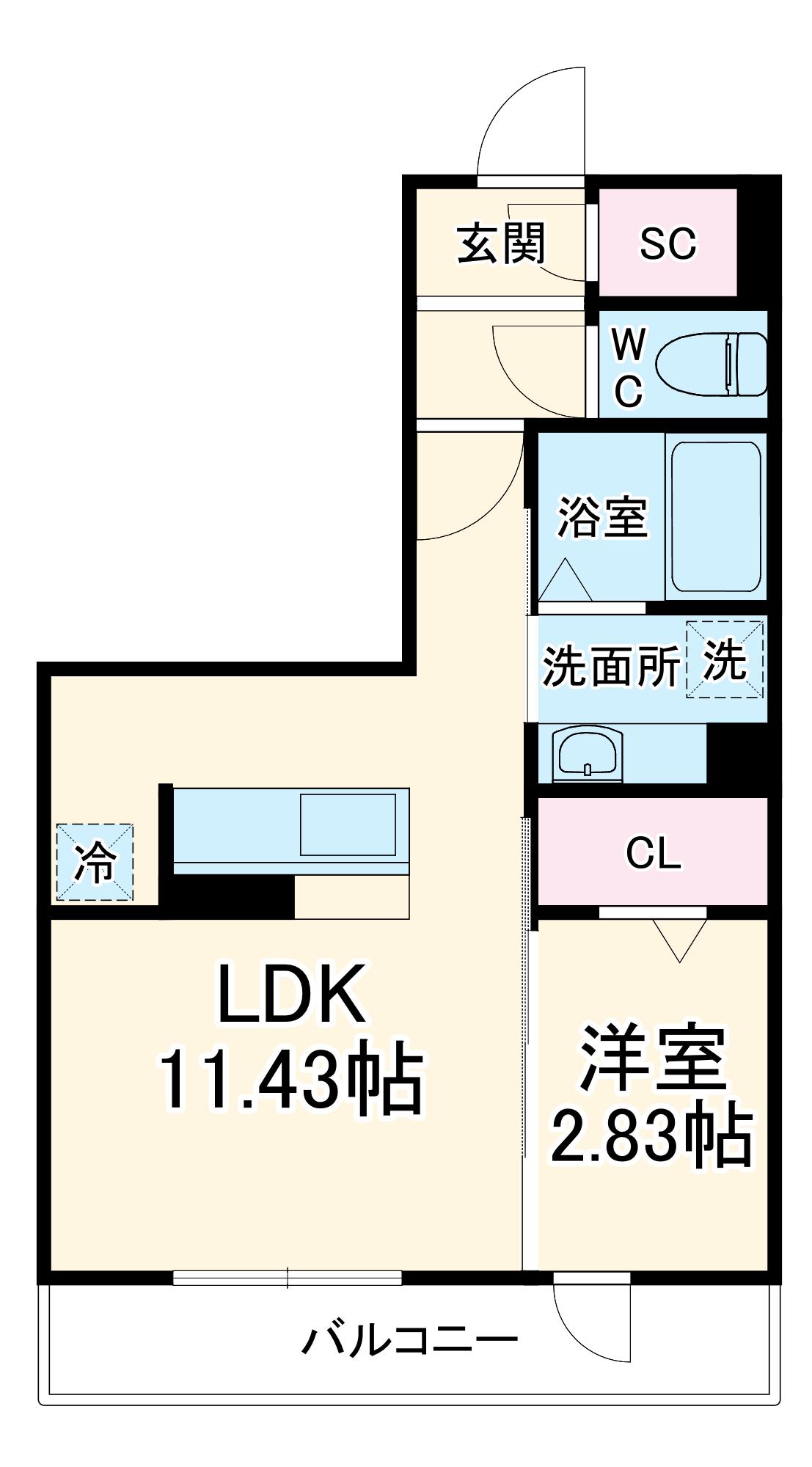 ルーム寺島(1LDK/2階)の間取り写真