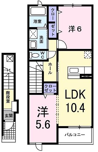 イースト HOUSE東本願寺(2LDK/2階)の間取り写真