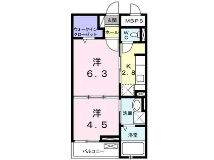 ST-Ⅰ(1LDK/2階)の間取り写真