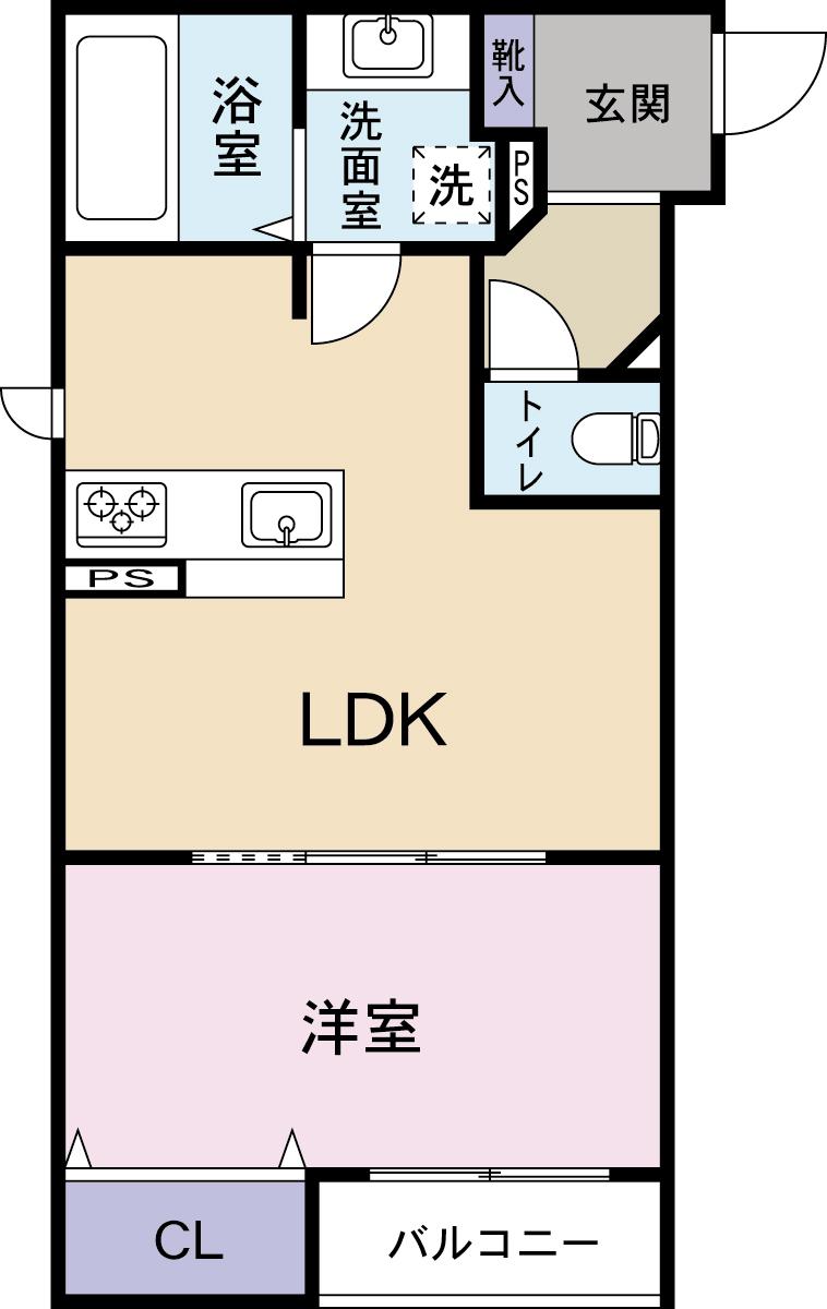 クレストヒル(1LDK/3階)の間取り写真