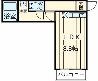 エスコートビル(ワンルーム/2階)の間取り写真