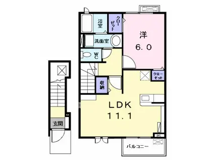 カーサ・プリーマⅡ(1LDK/2階)の間取り写真