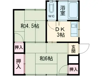 石川荘(2K/1階)の間取り写真