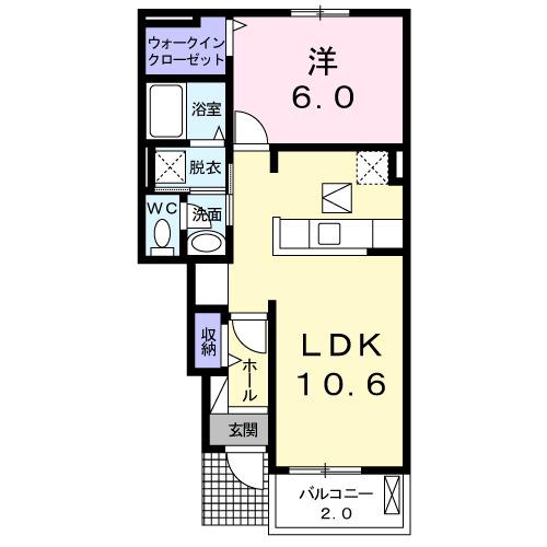 ラ・フォンテ Ⅱ(1LDK/1階)の間取り写真