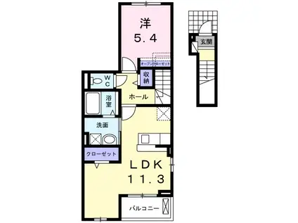 ラ サクセション宝塚(1LDK/2階)の間取り写真