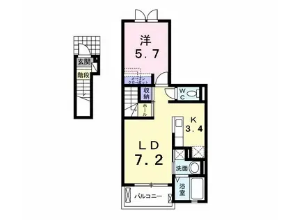 フェリス逢妻Ⅱ(1LDK/2階)の間取り写真