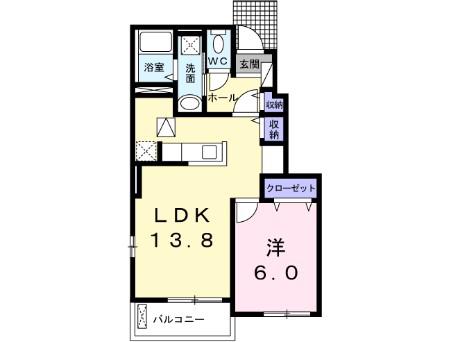 ハーモニーⅡ(1LDK/1階)の間取り写真
