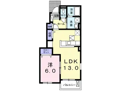 ローズハウス OZ Ⅱ(1LDK/1階)の間取り写真