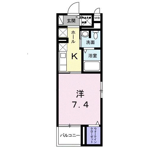 アビタシオンジェルメ(1K/4階)の間取り写真