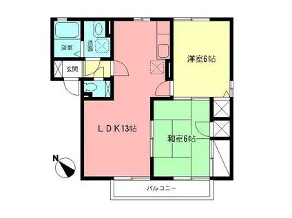 湘南サニーホームズ B(2LDK/1階)の間取り写真