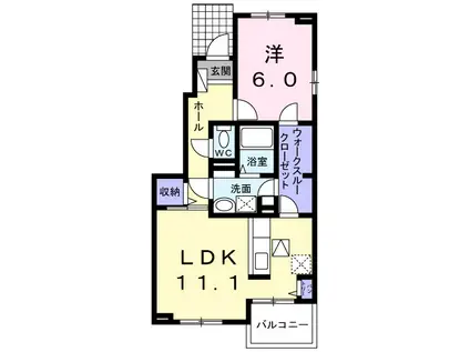 ポポ B(1LDK/1階)の間取り写真