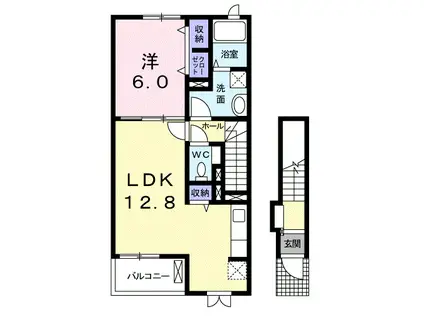 リセスガーデンⅢ(1LDK/2階)の間取り写真