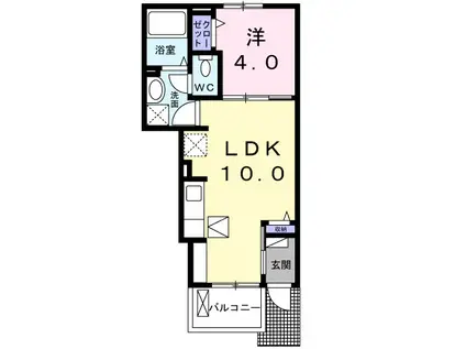 ラソレアード2(1LDK/1階)の間取り写真