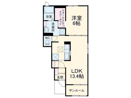 サニーレジデンスⅡ(1LDK/1階)の間取り写真