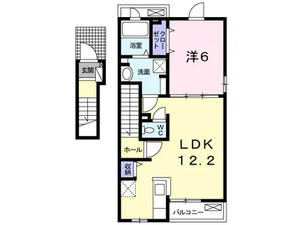 パラッツオⅡ(1LDK/2階)の間取り写真