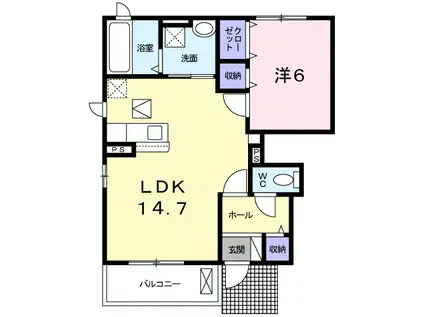 グランドールS Ⅰ(1LDK/1階)の間取り写真