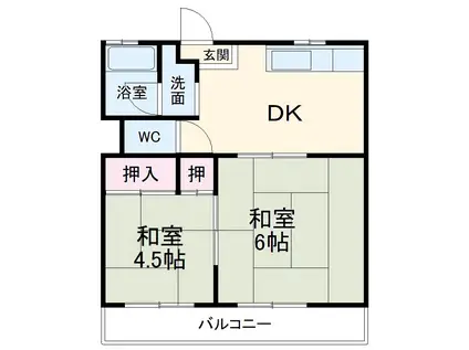 サンハイツ N(2DK/2階)の間取り写真
