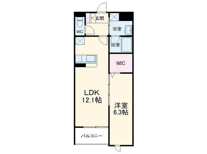 リトルロックス(1LDK/3階)の間取り写真