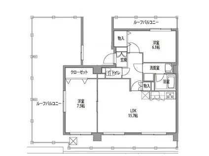 VIVRE三ツ境(2LDK/4階)の間取り写真