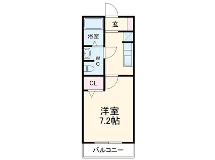 エスポアールA棟(1K/2階)の間取り写真
