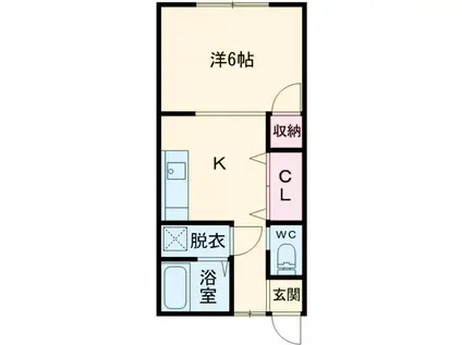 栄光荘(ワンルーム/2階)の間取り写真