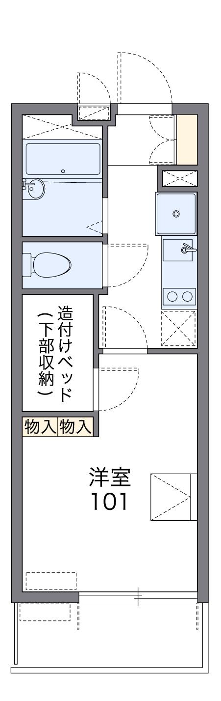 レオパレス朝日(1K/2階)の間取り写真