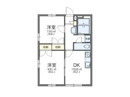 レオパレスピ-ス(2DK/1階)の間取り写真