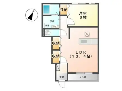 ヴィラ・コンフォール1(1LDK/1階)の間取り写真