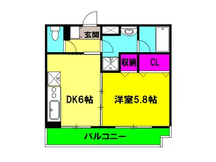 メゾンアンソレイエ(1DK/1階)の間取り写真